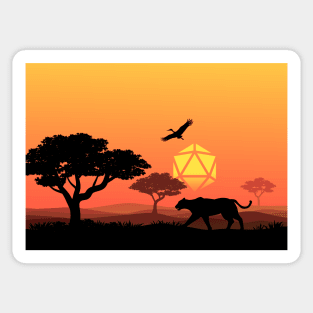 African Jungle Polyhedral Dice Sun Sunset TTRPG Landscape Sticker